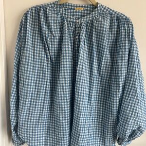 Matta Bheeti Tie Dye Checks Blouse - Lake